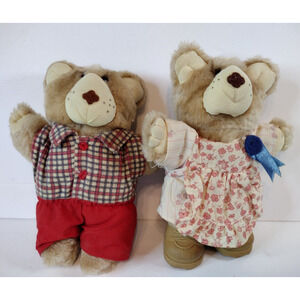 Vintage 2 Hattie Furskins Wendy's Teddy Bears, Boy, Girl, READ